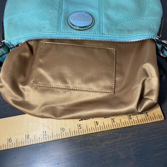 Coach Madison Turquoise Patent Leather Wristlet / Small Shoulder Bag - Picture 7 of 12